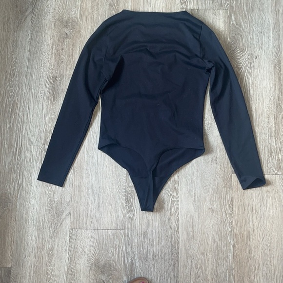 abercrombie and fitch keyhole black thong bodysuit size medium long sleeve - Picture 4 of 6